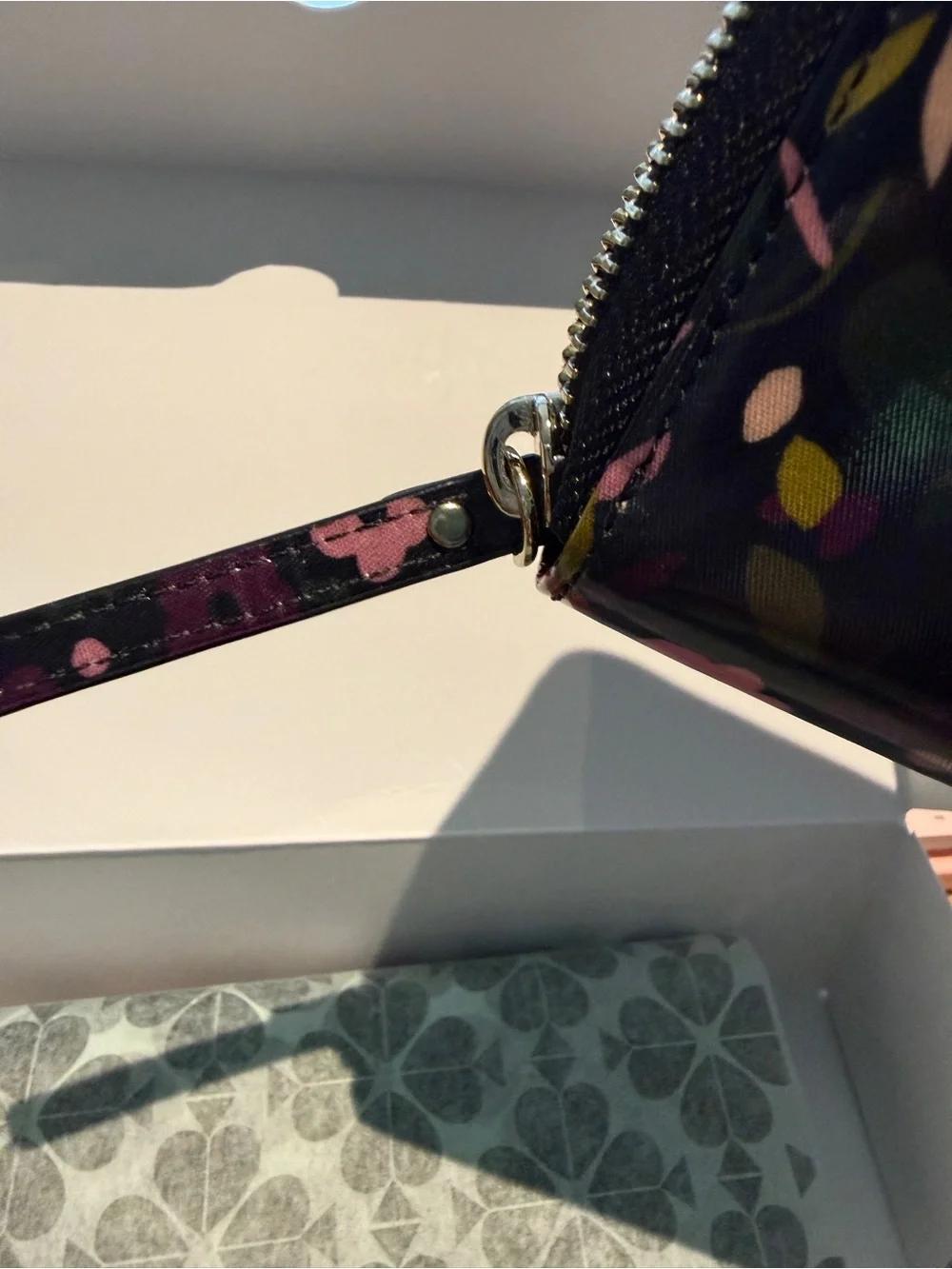 Kate Spade Black Floral Wallet w/ Pink & Red Blooms
